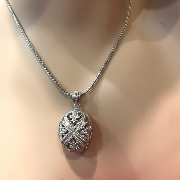 925 Sterling Silver Filigree locket Pendant Necklace size 20” - Picture 15 of 16